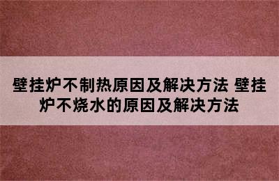 壁挂炉不制热原因及解决方法 壁挂炉不烧水的原因及解决方法